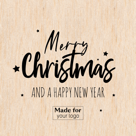 Moderne Weihnachtskarte auf echtem Holz